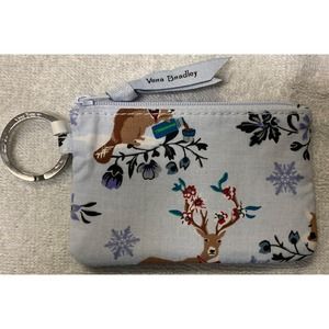 NWT Vera Bradley Zip ID Card Holder Case Merry Mischief Snow Day Deer NEW